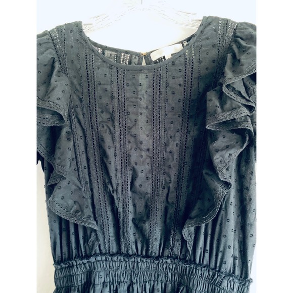 LoveShackFancy Natasha Ruffle Tiered Minidress Black Cotton Eyelet Size L - Picture 8 of 16